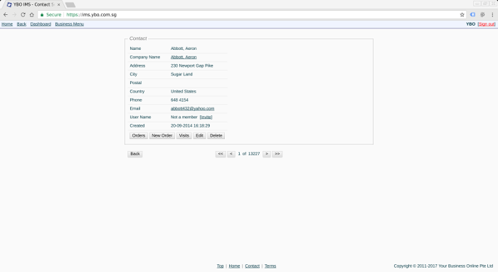 Inviting a contact from the Contact view